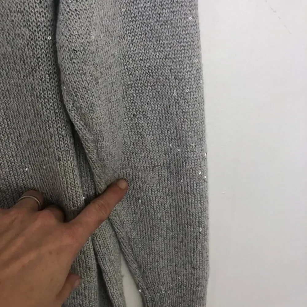 Joie Gray Silver Sequin Pullover Sweater Alpaca wool Blend